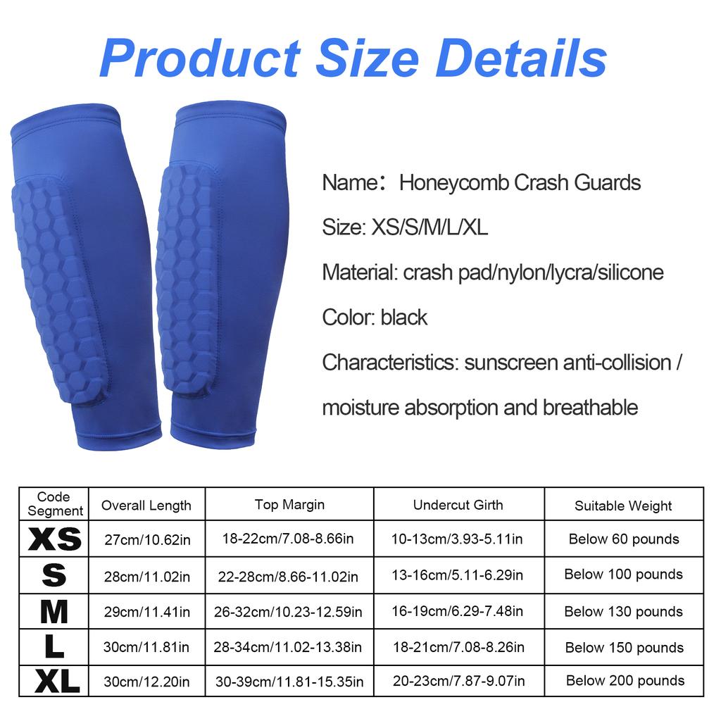 Shin Defender with Honeycomb Pads Football Shin Pads Ergonomic Lightweight Calf Protective Gear for Kids Youth Adults