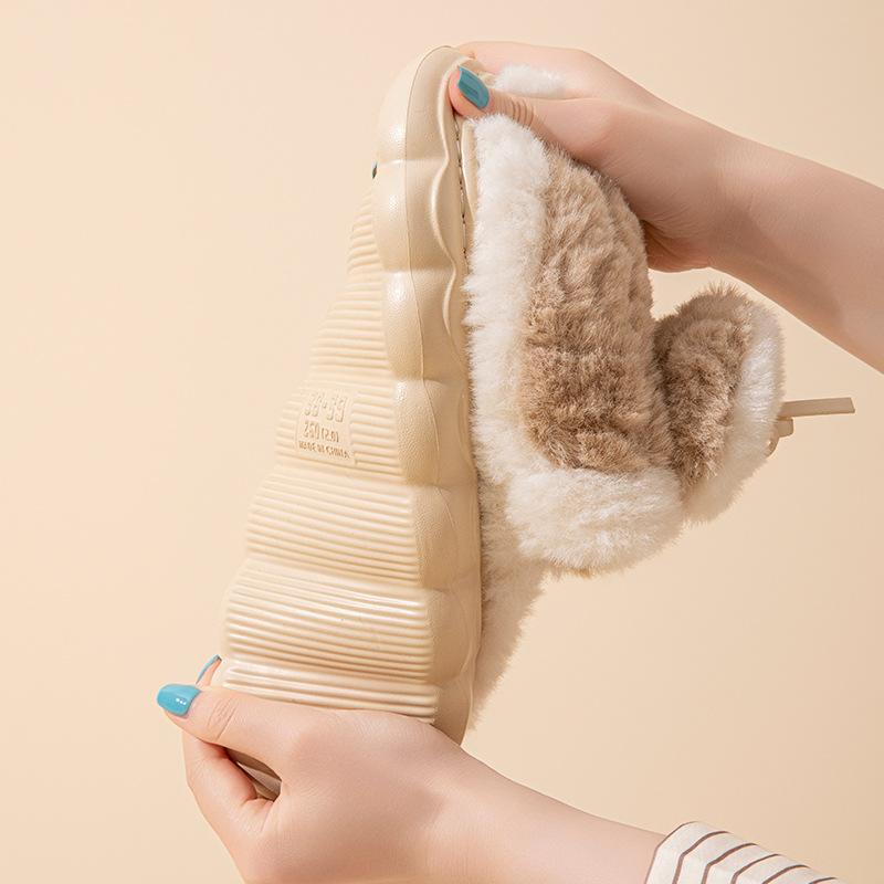 Casual Color Matching Cotton Shoes Autumn and Winter Indoor Home Warmth Comfortable Plush Household Cotton Slippers