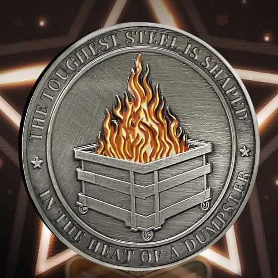 Challenge Coin Dumpster Flame Pattern Retro Silver Color Challenge Medal Unique Office Desk