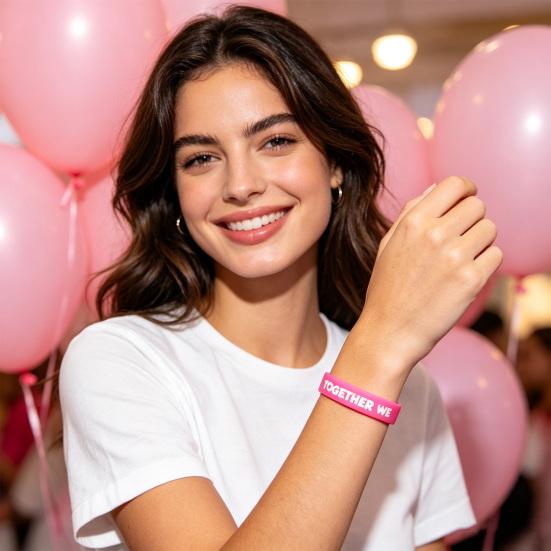 Unterstützungsband-Armband für den Bewusstseinsmonat 6 Stück Brustkrebs-Armbänder Damen, Rosa Liebesthema Silikon-Armbänder Armbänder, Hoffnung Glaube
