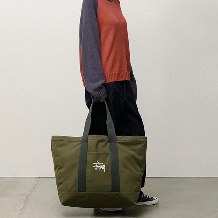 Stussy Brand Logo Fashion Versatile Fabric Tote Bag Shopping Bag Shoulder Bag Unisex tote bags Green SUSBG0134253O-GRD
