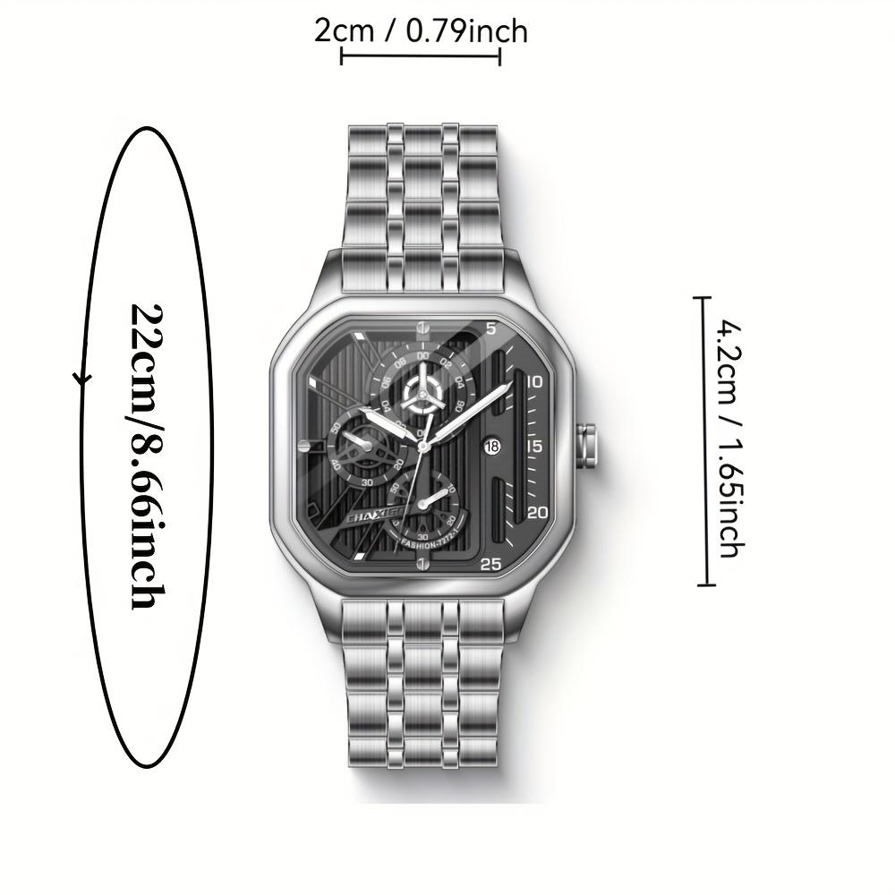 Luxury Men Clock Luminous Calendar Week Man Wristwatch Sports Stainless Steel Quartz Men's Watches