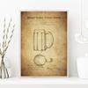 Vintage Brewing Beer Barrel Bottle Cooler Alcohol Patent Posters Canvas Painting Retro Wall Art for Pub Brewery Room Home Decor