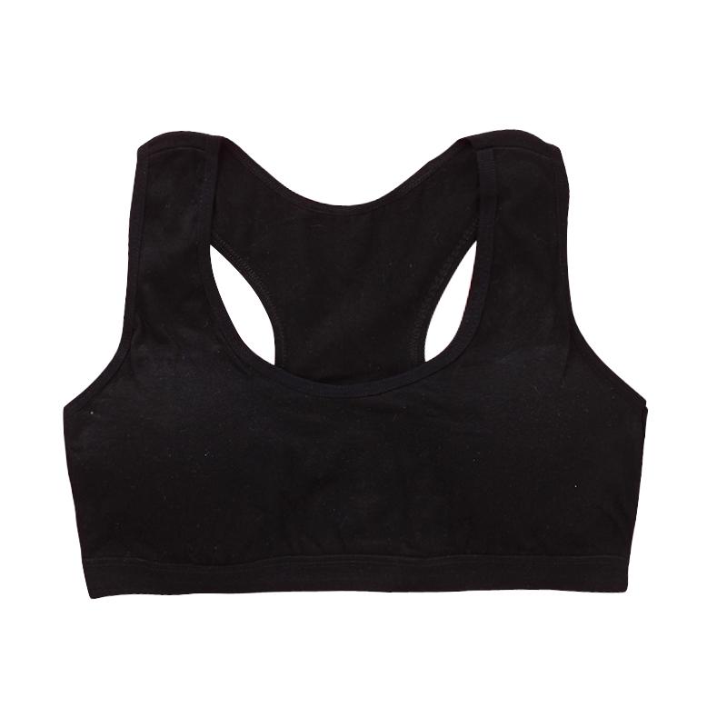 

Спортивный бюстгальтер для девочек-подростков, хлопковое нижнее белье для спортзала, тренировочный жилет, укороченный топ для детей 8–14 лет one size чёрный