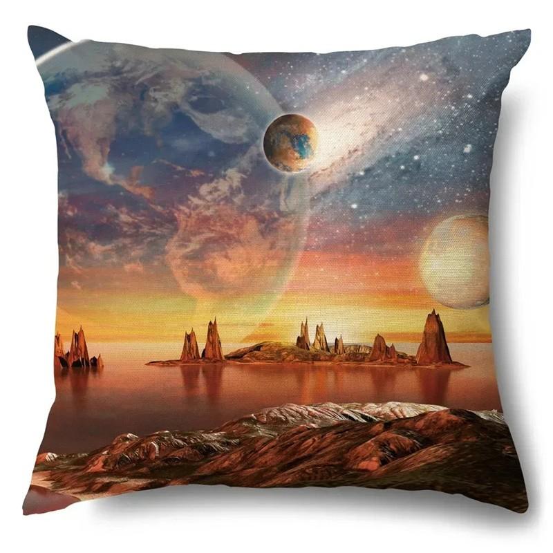 Cosmic Landscape And Mysterious Planet Pillows Pattern Cushion Cover Suitable For Sofa Bedroom Car Pillow Cover