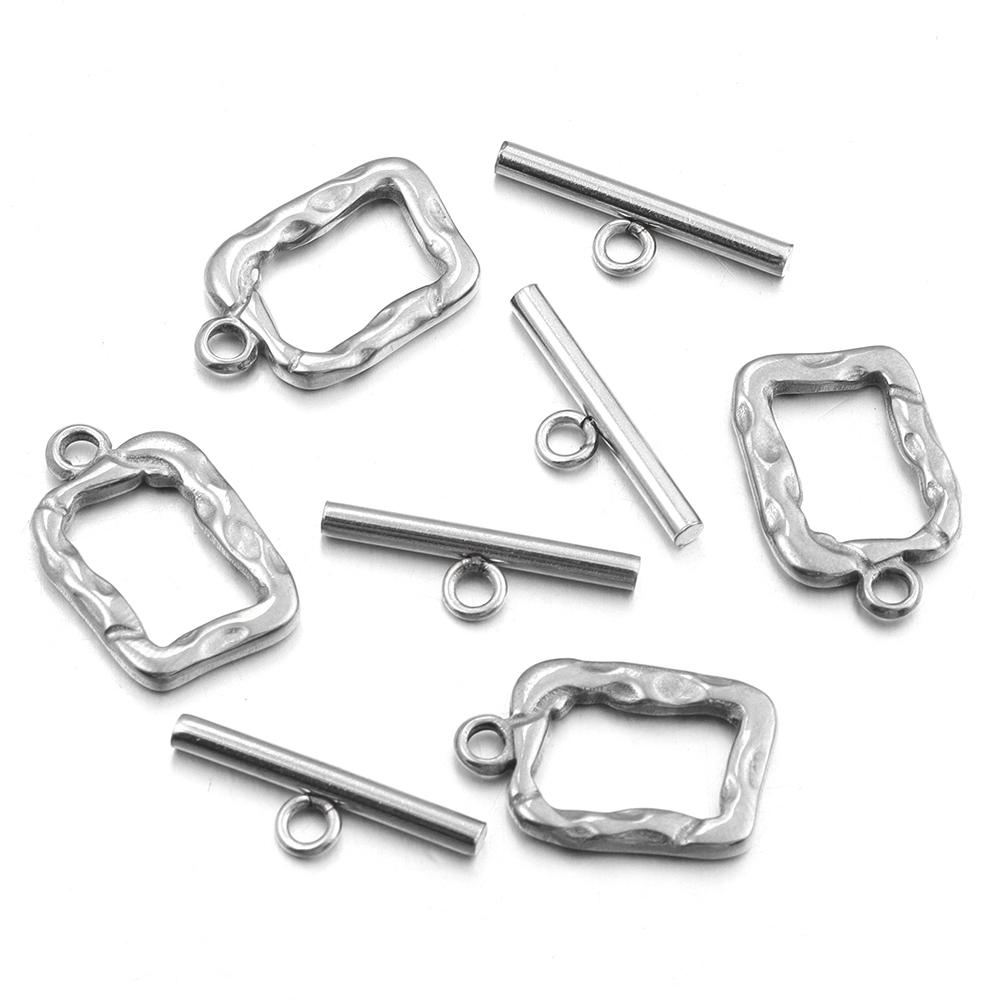 

4Sets Stainless Steel OT Clasps Irregular Square Heart Toggle Clasps Connector For DIY Necklace Bracelet Jewelry Making Supplies