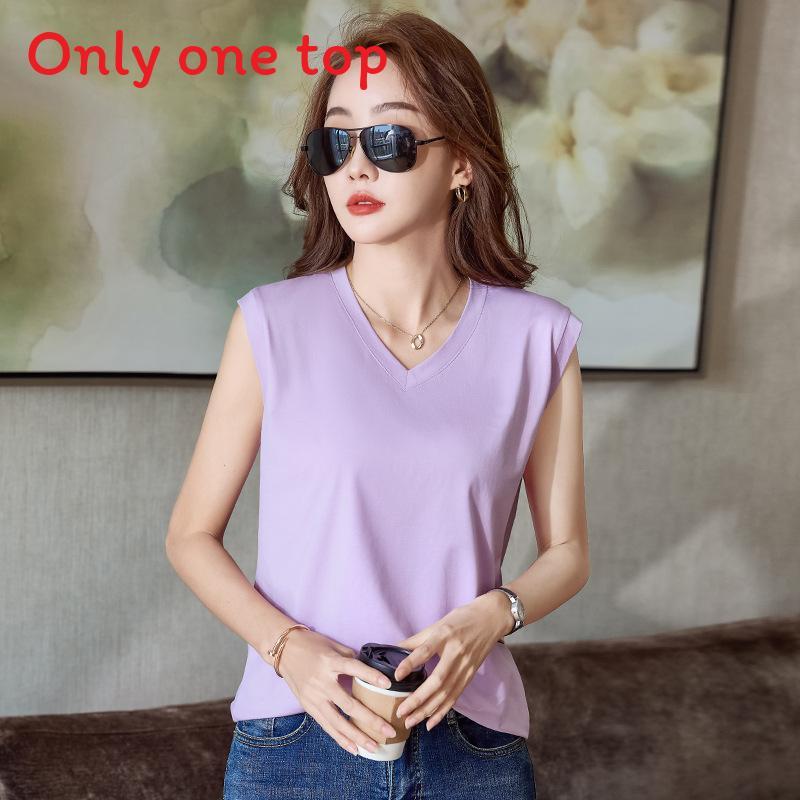 Silk Cotton Sleeveless Vneck T Shirt For Women With Breathable Fabric Summer Casual Wear