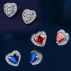 Heart Shape Earrings Full Diamond Effect Micro-Setting Love Zirconia Stud Earrings Romantic Jewelry for Women Girls Everyday Wear Anniversary Gift
