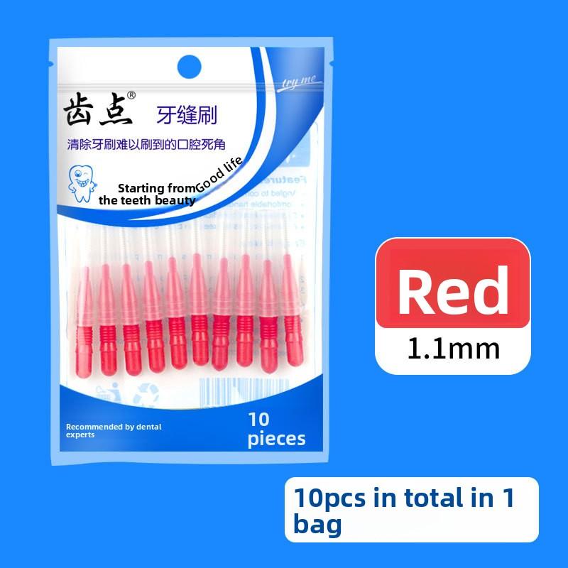 

10 штук Ортодонтический уход Зубные брекеты Межзубные щетки 10 sticks/bag красный