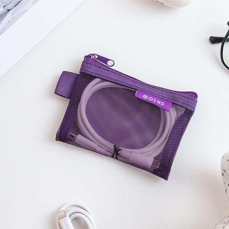 

Transparent Mesh Earphone Charging Cable Power Bank Storage Bag - Japanese Korean Style