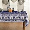 Mexican Floral Birds Rectangle Tablecloths Blue Patchwork Tiles Waterproof Table Cover For Home Party Kitchen Dining Table Decor