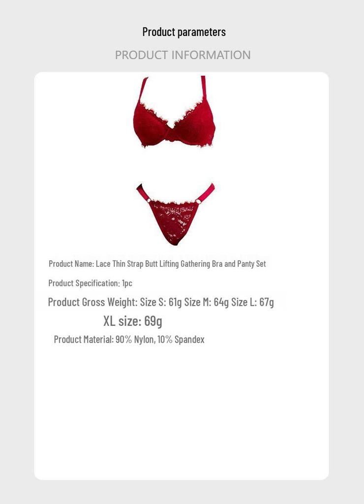 Zeriluna Lace Thin Strap Hip-Lift Bra & Panty Set - Breathable, Comfortable & Sexy Fit