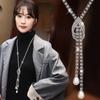 Necklace Women'S Claw Chain Full Of Diamonds Droplets Geometric Long Sweater Chain Versatile Fashion Accessories