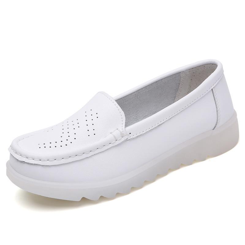 New Nurse Shoes for Women Soft-soled Anti-slip Breathable Perforated and Odor-resistant Flat Shoes