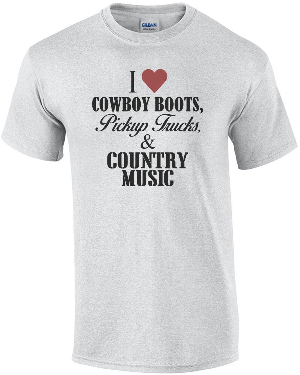 I Heart Cowboy Boots Pickup Trucks And Country Music T-Shirt S