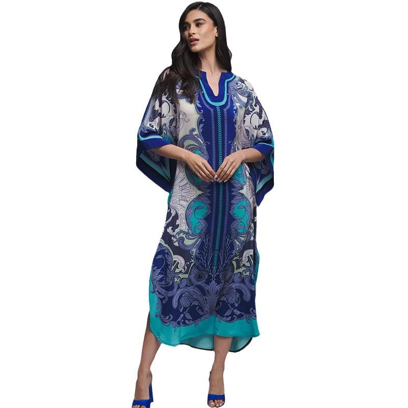 European & American Polyester Beach Cover-Up Dress - Women's Long Sun Protection Shirt for Vacation