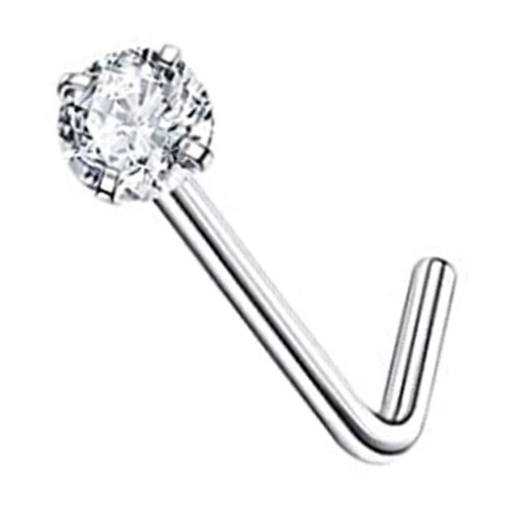 Stainless Steel Zircon Nose Stud Star-shaped Right Angle Titanium Nose Piercing Jewelry