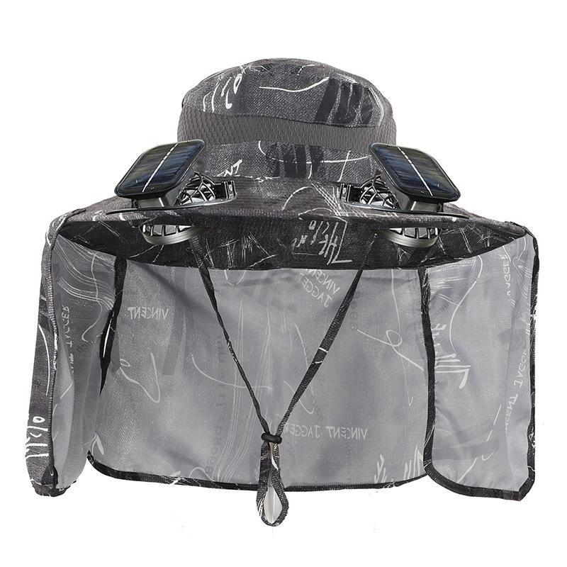 Men's Summer Outdoor Fan Hat, Rechargeable High-Wind Sun Hat Wide Brim UV Protection Hiking Bucket Hat
