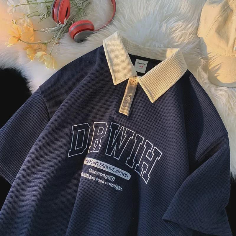 2023 Men's Fashion Oversized Retro Polo Shirt - Short Sleeve, All-Match, American Style