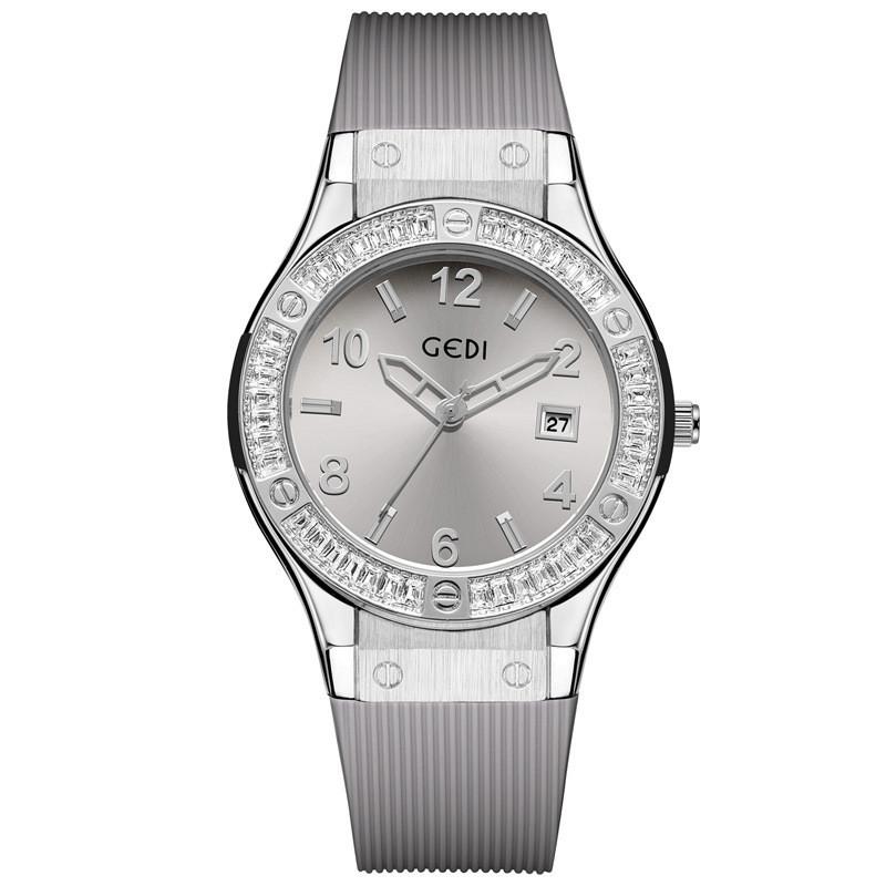 Minimalistische Silikonuhr für Damen mit Kalenderfunktion, wasserdichtes Quarzwerk
