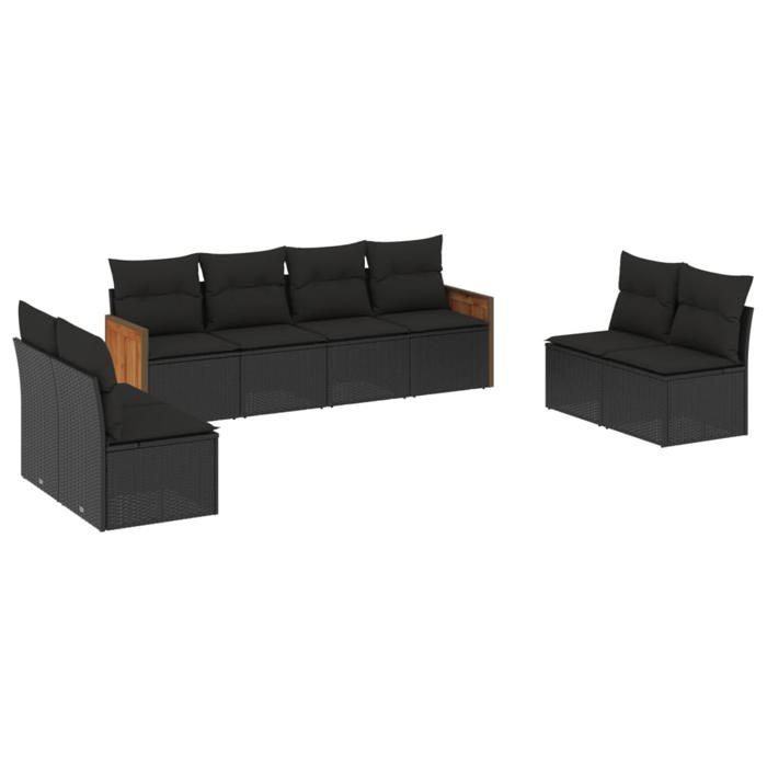 VidaXL Garden Lounge Set with Cushions 8 Pcs, Patio Sofas, Patio Furniture Set, Outdoor Furniture, Black 3227567