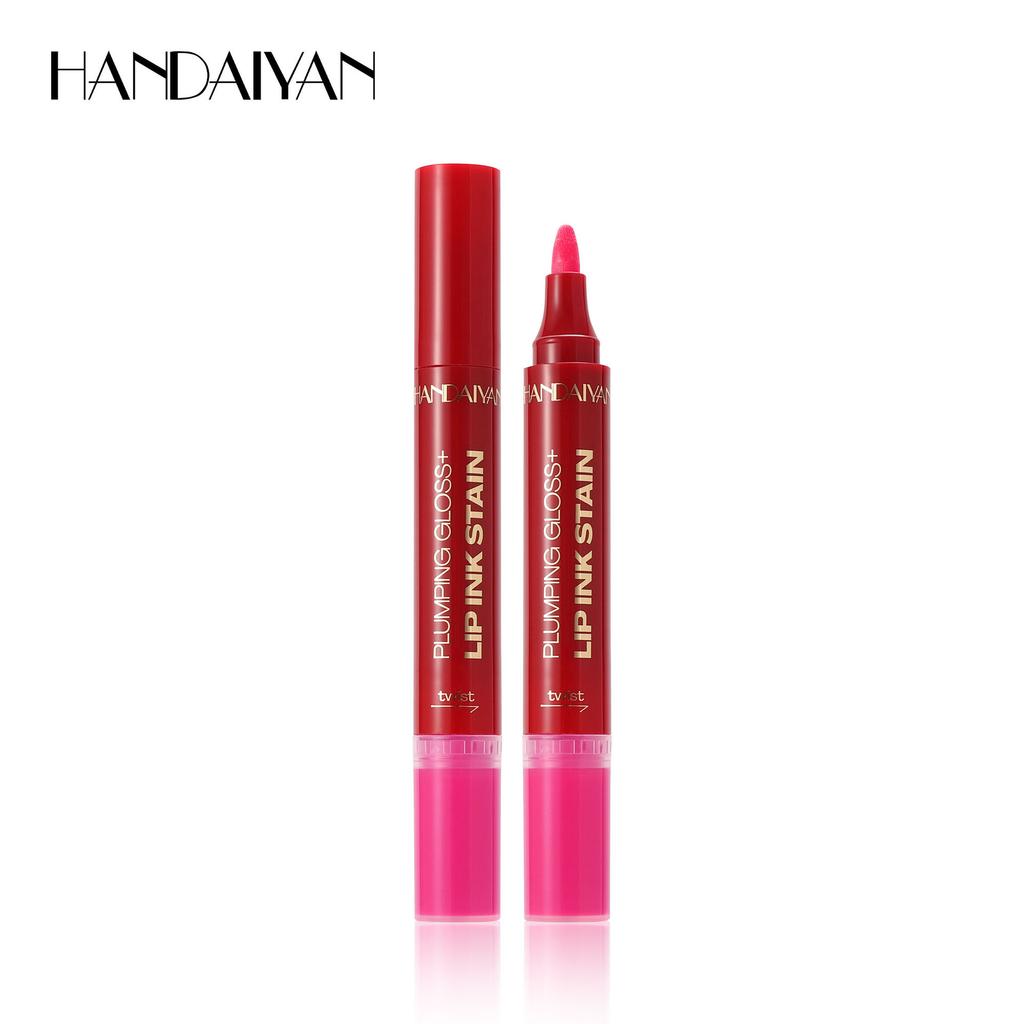 6-Farben Doppelkopf Flüssiger Lippenstift Stift Lipliner Leicht zu Färben Nicht-haftender Becher Mattes Lippenöl Zwei-in-Eins Lippenstift Stift Gesichts-Make-up