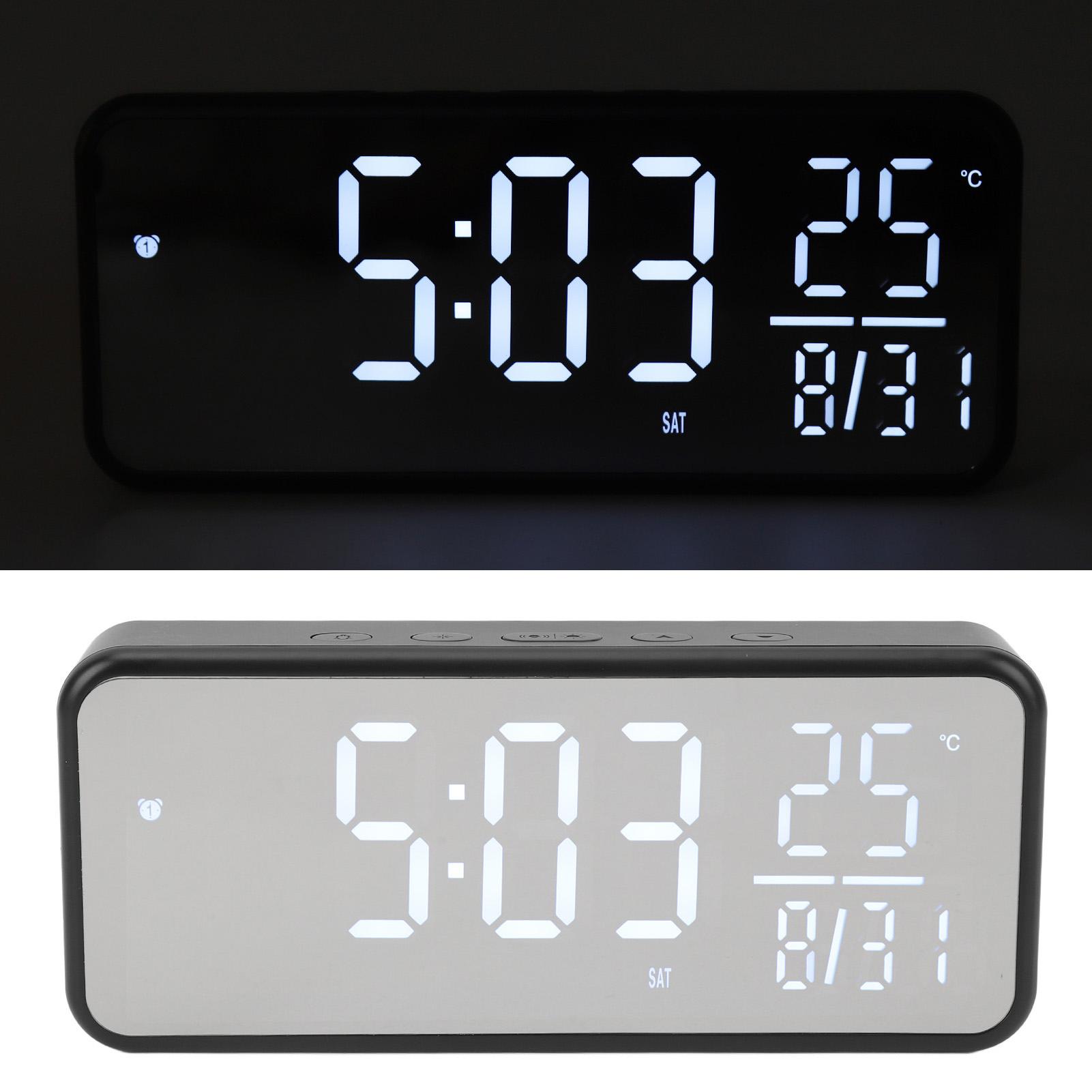 LED Digital Alarm Clock Time Date Week Temperature Alarm Clock Large Display   Brightness and Volume Digital Wall Clock