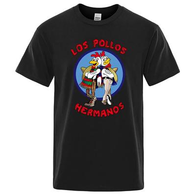 LOS POLLOS Hermanos Funny Printed T-Shirt Men Fashion Casual Short Sleeves Summer Cotton Tshirt Chicken Brothers Tee 80193