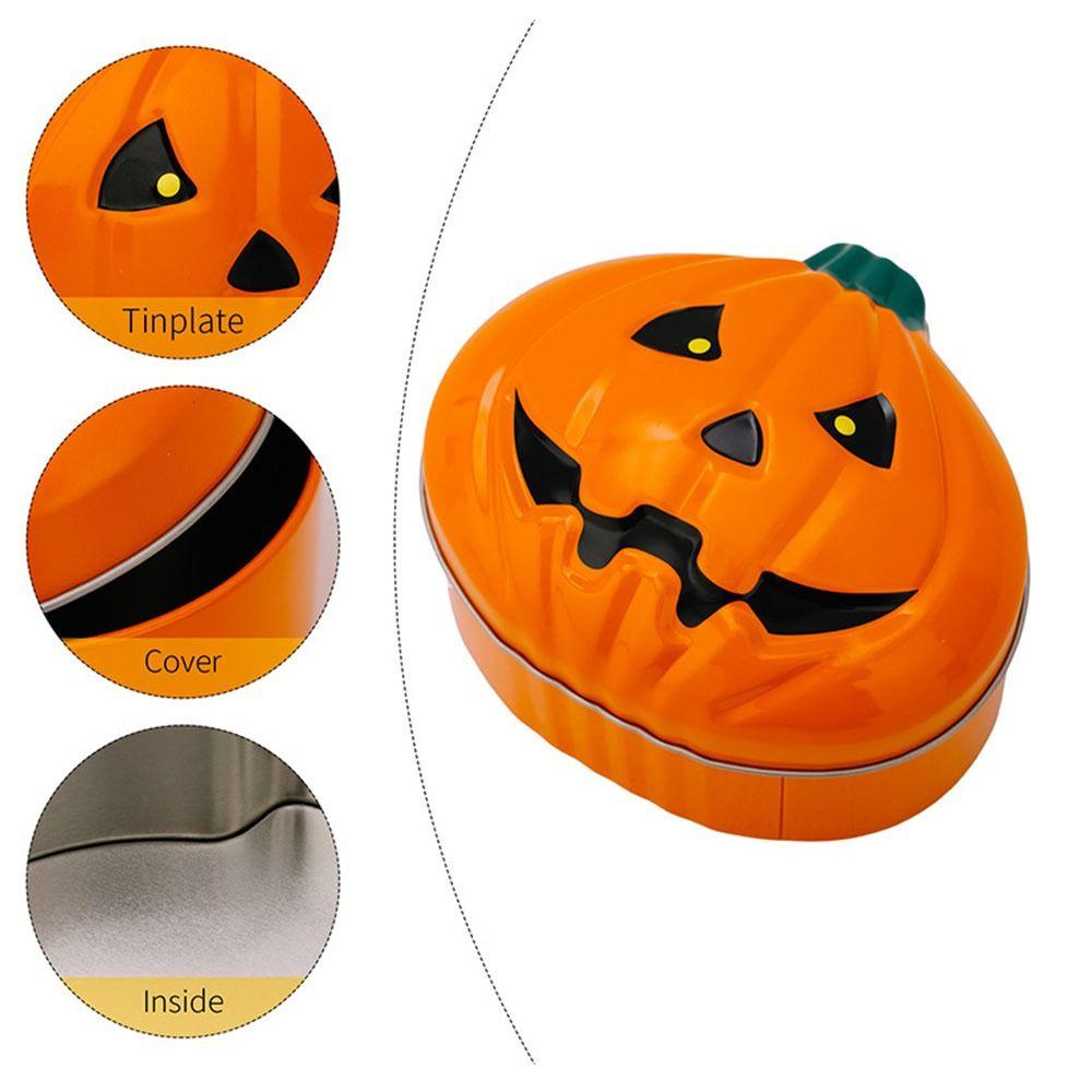 Cartoon Halloween Pumpkin Face Tinplate Box Pumpkin Shape Pumpkin Face Cookie Box Candy Storage
