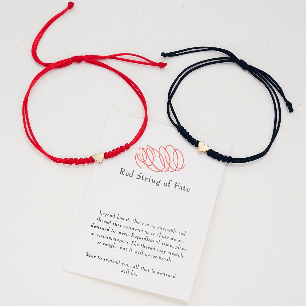 Love Heart Lucky 6 Knots Couple Bracelet Handmade Red Black Rope Friendship Braided Adjustable Bangle For Women Men Jewelry Gift
