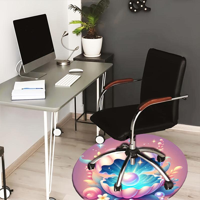 

1pc Office Carpet Chair Mats Mermaid Shell with Pearl and Flowers Perfect for Decorating Office Chairs, Living Rooms, Or Bedrooms 80cm