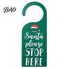 Kids Room Holiday Decor Christmas Door Handle Sign, Santa Please Stop Here Plastic Seasonal Ornaments Festive Knob Hanger Sign for Bedroom Decoration