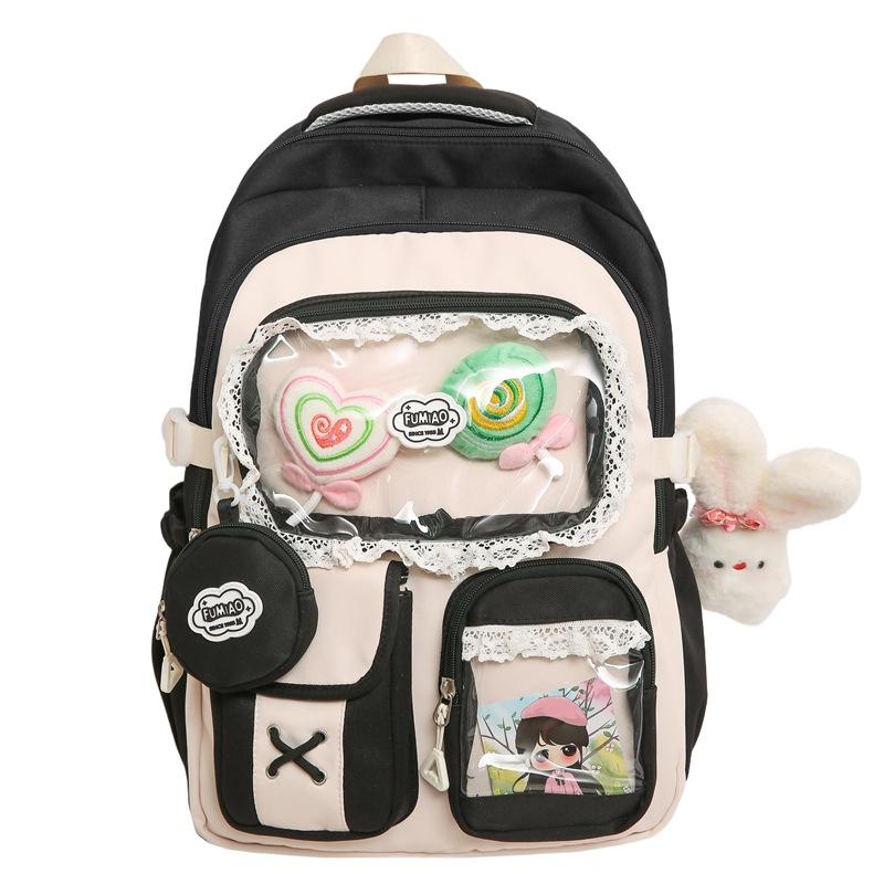 Schoolbag Fresh and Sweet High-value Dopamine Transparent Pain Bag Backpack Female Japanese High-value Junior High School Student Backpack Female