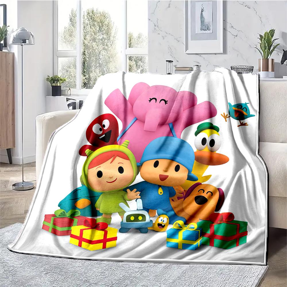 Pocoyo Theme Printed Blanket - Perfect for Couch, Bed, Travel & Outdoor Use | Machine Washable, Cozy & Durable.
