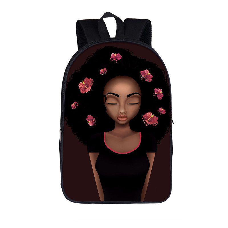 afro lady backpack