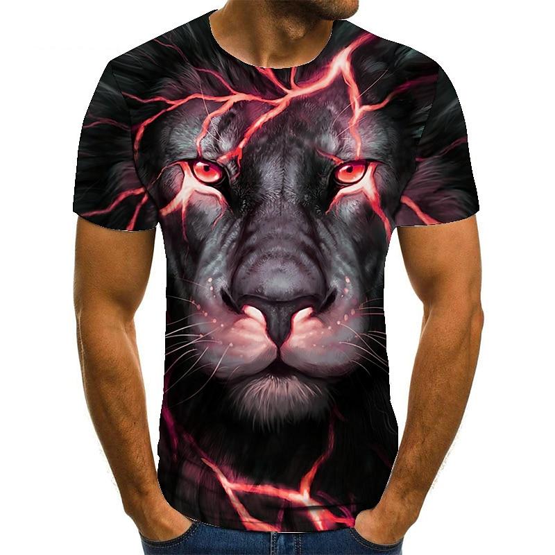 Men's Graphic Animal Lion T Shirt Tee Funny T Shirts Short Sleeve T shirt 3D Print Crew Neck Shirt Streetwear Exaggerated Causal