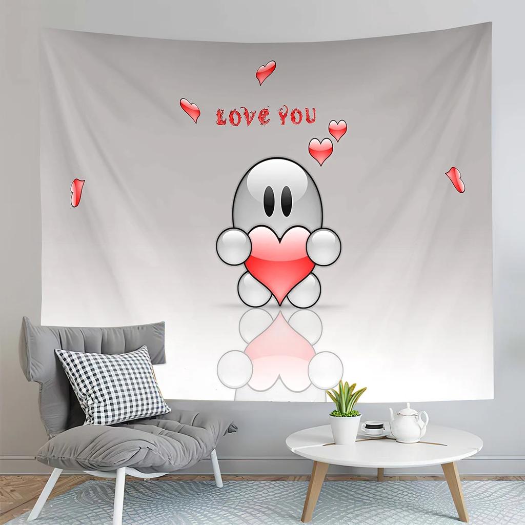 Red Love Heart Rose Flower Tapestry Romantic Sweetheart Tapestry Home Living Room Dorm Bedroom Aesthetics Decoration Tapestries