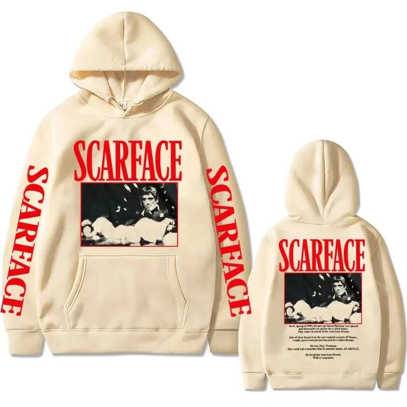Sweat à capuche vintage des années 90 pour homme, sweat-shirt surdimensionné, style hip-hop, décontracté, film Scarface Tony Montana