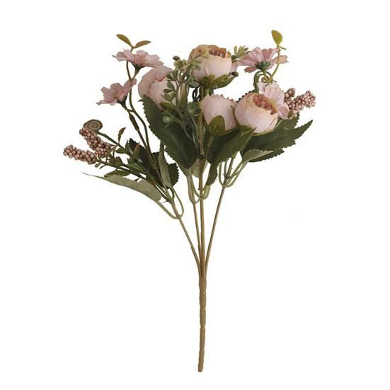 Artificial Flowers Real Like Faux Silk Flower Arrangements Mixed Fake Rose Hydrangea Bouquet with Stem for Wedding Bridal Bouquets розовый