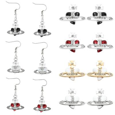 Heart Shape Sparkling Saturn Rhinestone Crystal Earrings Jewelry for Women Wedding Accessories