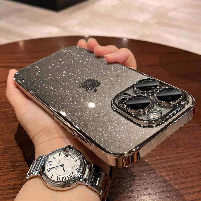 

Подходит для IPhone16ProMax, чехол для телефона поставляется со встроенной защитной пленкой для объектива, а прозрачный чехол Apple 15 14 гальванизирован iPhone 16Pro