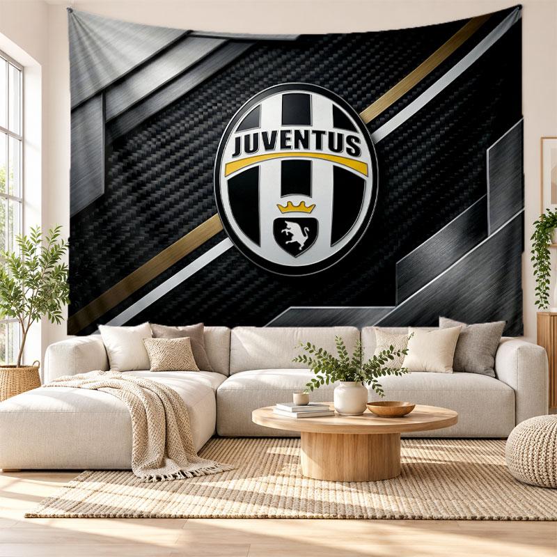 Juventus FC Wall Tapestry, Soft Fabric Wall Hanging, Decorative Backdrop For Bedroom Home Wall Art