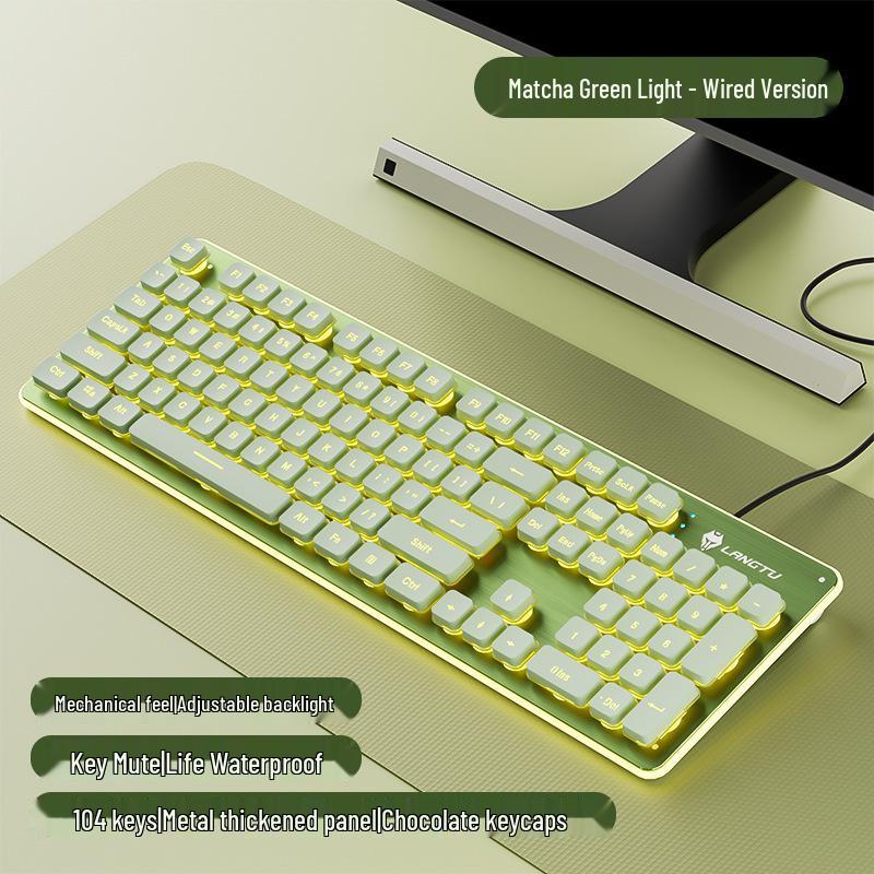 Langtu Wired Backlit Mechanical Keyboard for Office and Laptop Typing (Girls Edition)
