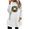 Women's Christmas Wreath Print Long Sleeve Plush Pocket Hoodie