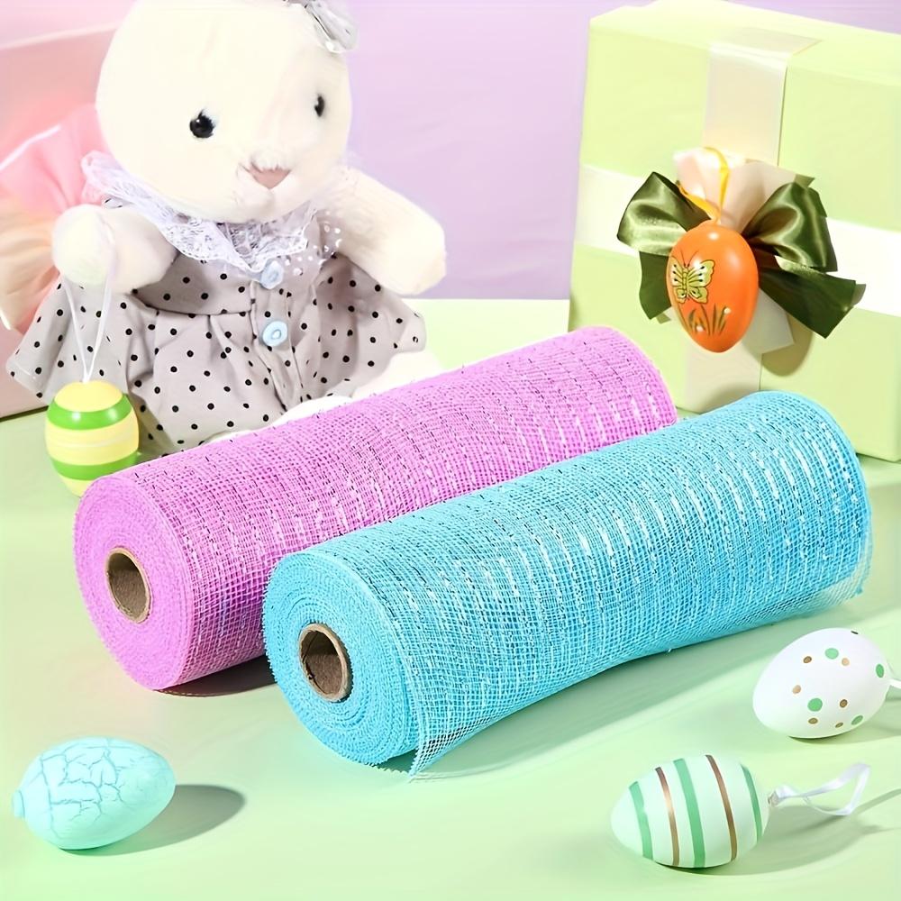 4 Stück Dekorative Netz Vierfarbkombination Foliennetzbandrollen, 10 Zoll Breite, 30 Fuß 1 Rolle für Kranzherstellung, Türhänger Bastelbedarf Party