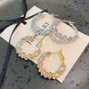 Trendy Irregular Crystal Circle Hoop Earrings For Woman Korean Fashion Statement Shiny Luxury Earrings Female Wedding Gifts