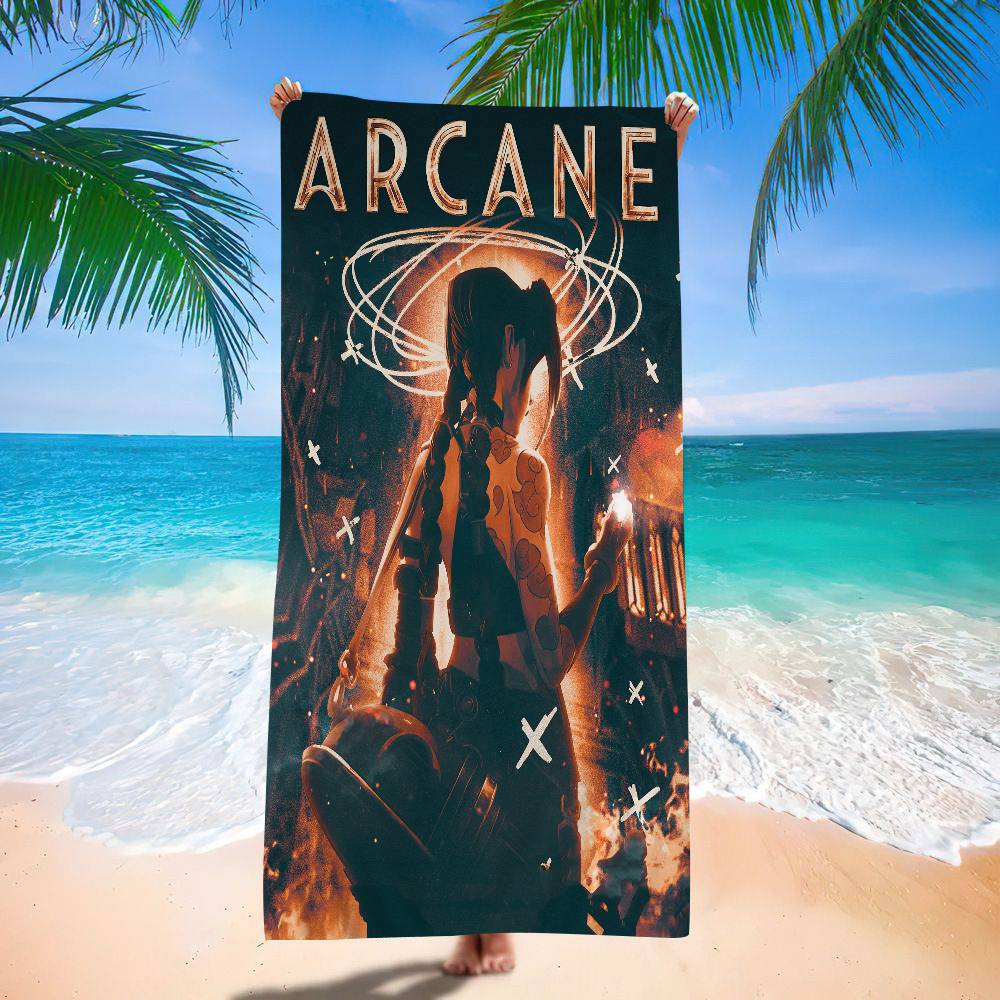 A-Arcanes Seizoen 2 J-Jinxs VI Graffiti Microfiber Printed Beach Towel Mountain Climbing Yoga Beach Swimming Running Absorbent Soft