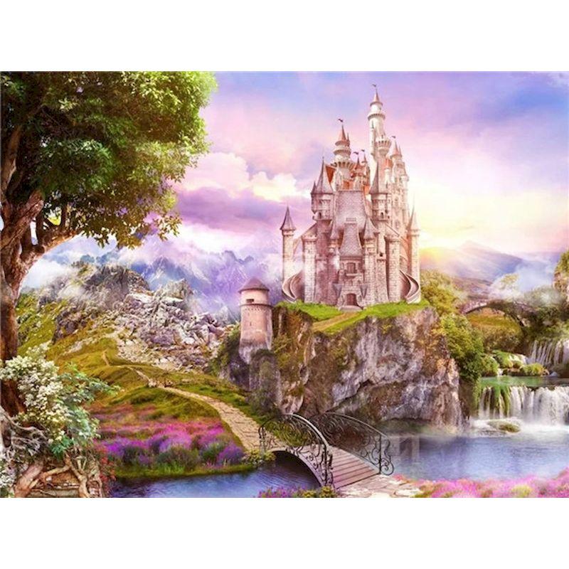 Diamond Embroidery Full Round Diamond Painting Kit 5D DIY Cross Stitch Rhinestone Mosaic Castle Landscape Home Decor