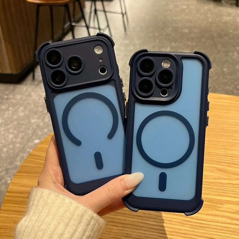 

Magnetic Matte Phone Case For iPhone 14 15 16 17 Pro Max Air Magsafe Transparent Shockproof Bumper Back Cases Cover iPhone Air