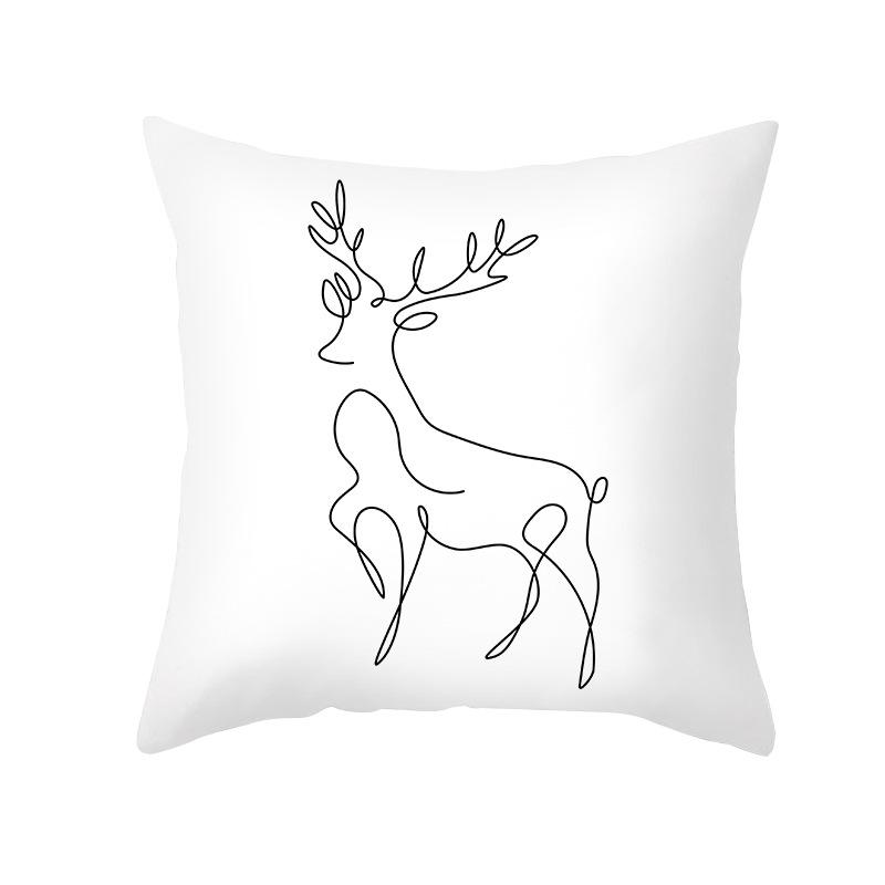 Nordic Christmas Pillow Cover Simple Printed Lines Elk Series Sofa Office Pillow Cushion Cover